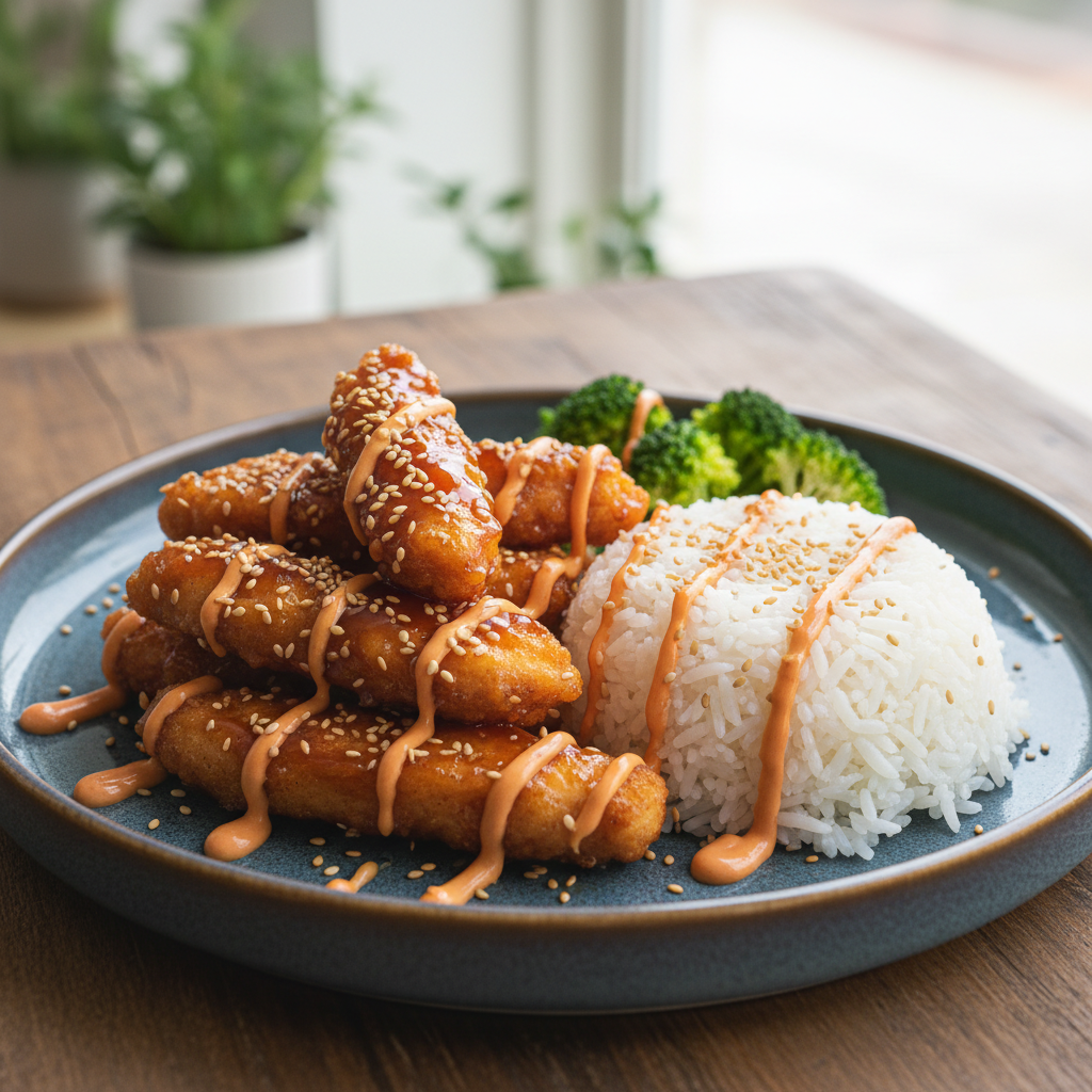 Finished Sticky Chicken Bowl ready to serve