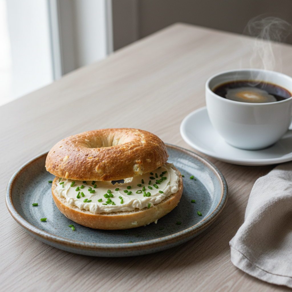 Baked cottage cheese bagels fresh from oven