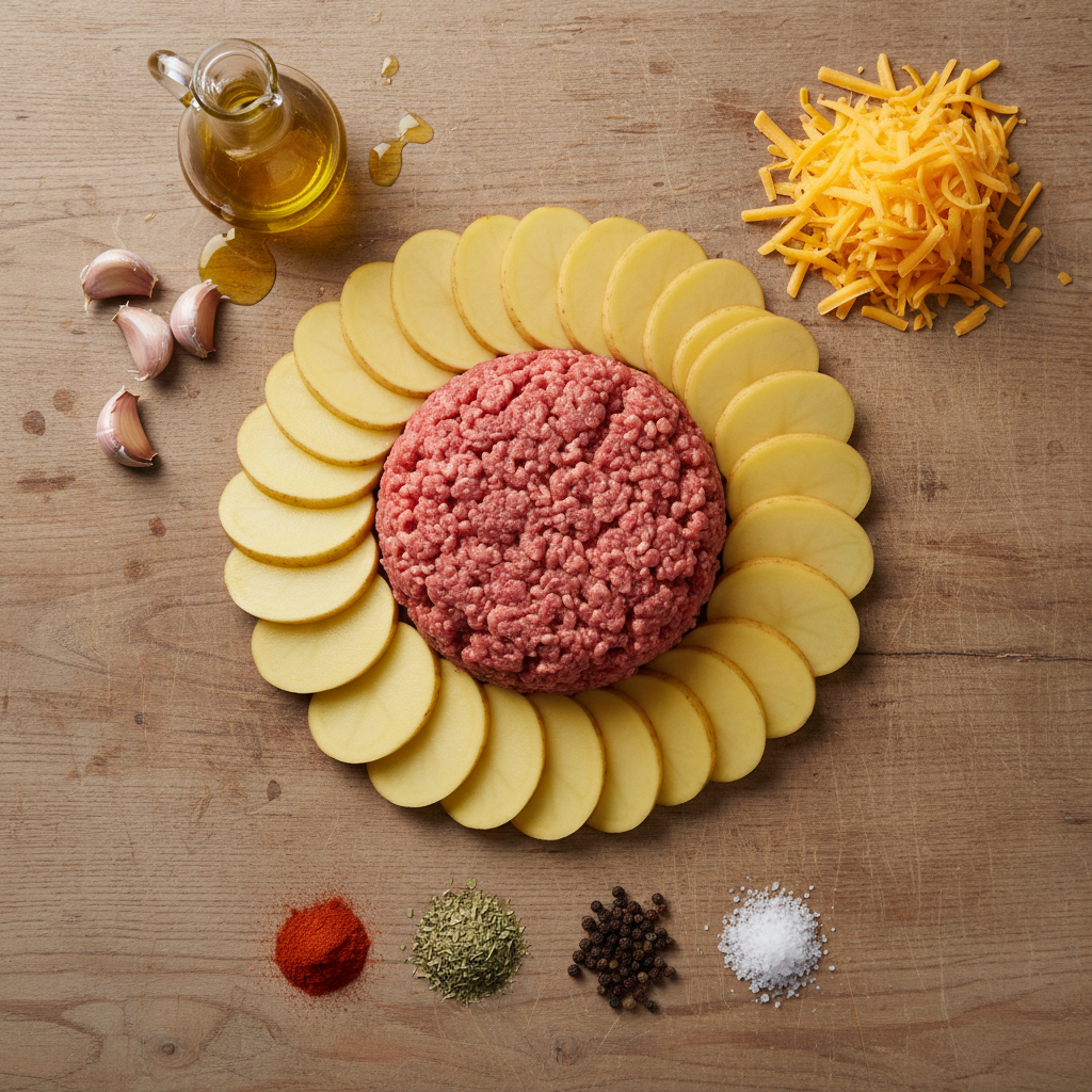 Ingredients for Hobo Casserole Ground Beef