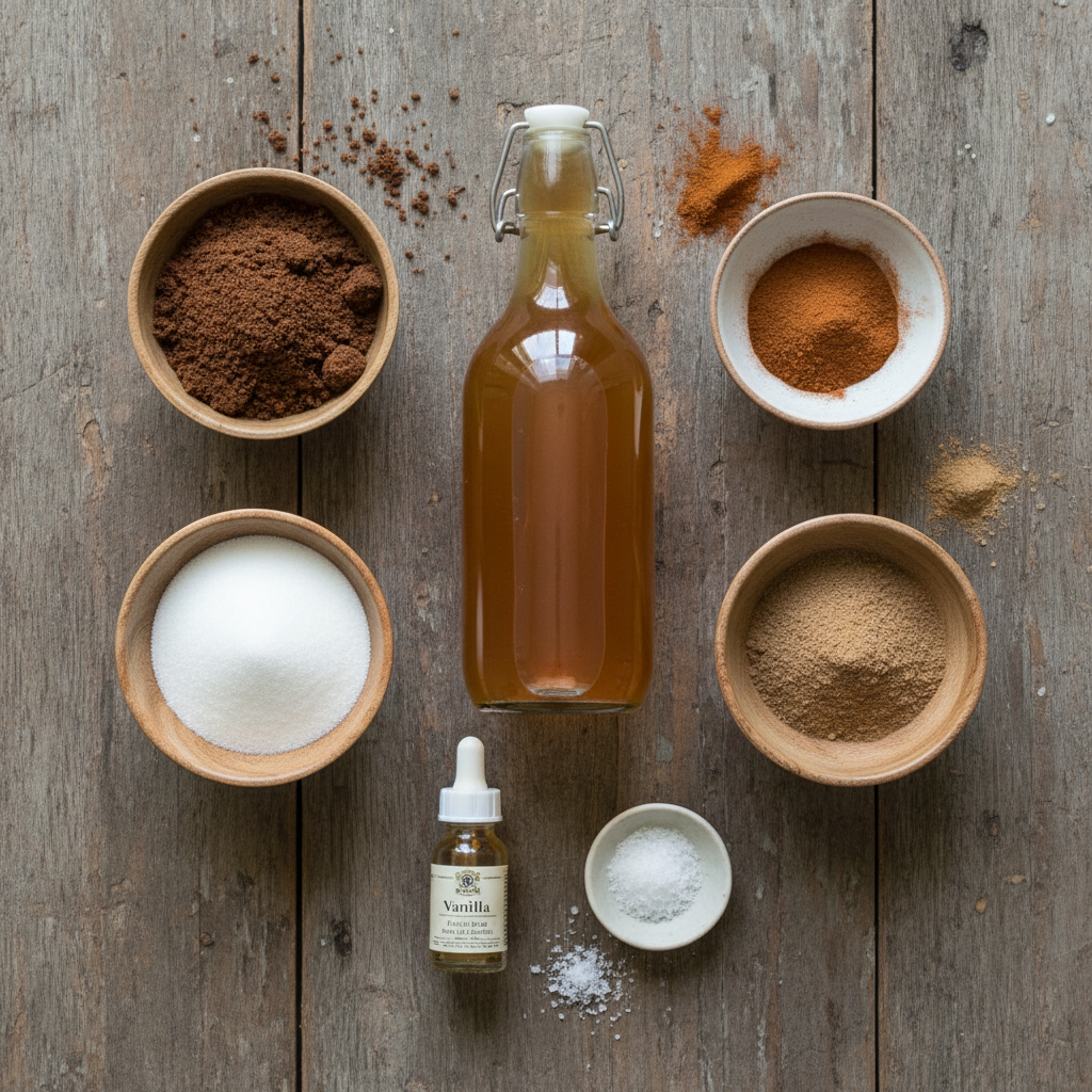Ingredients and utensils for Apple Brown Sugar Coffee Syrup
