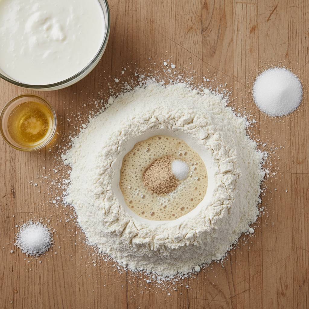 Ingredients for homemade buttermilk bread