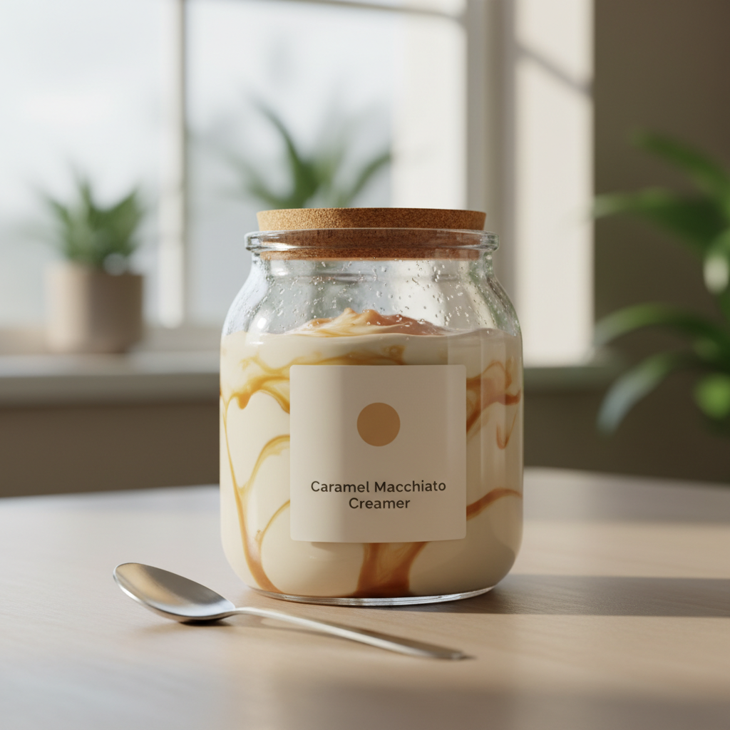 Homemade Caramel Macchiato Creamer freshly poured