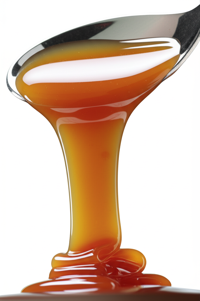 Caramel syrup in a jar and ingredients