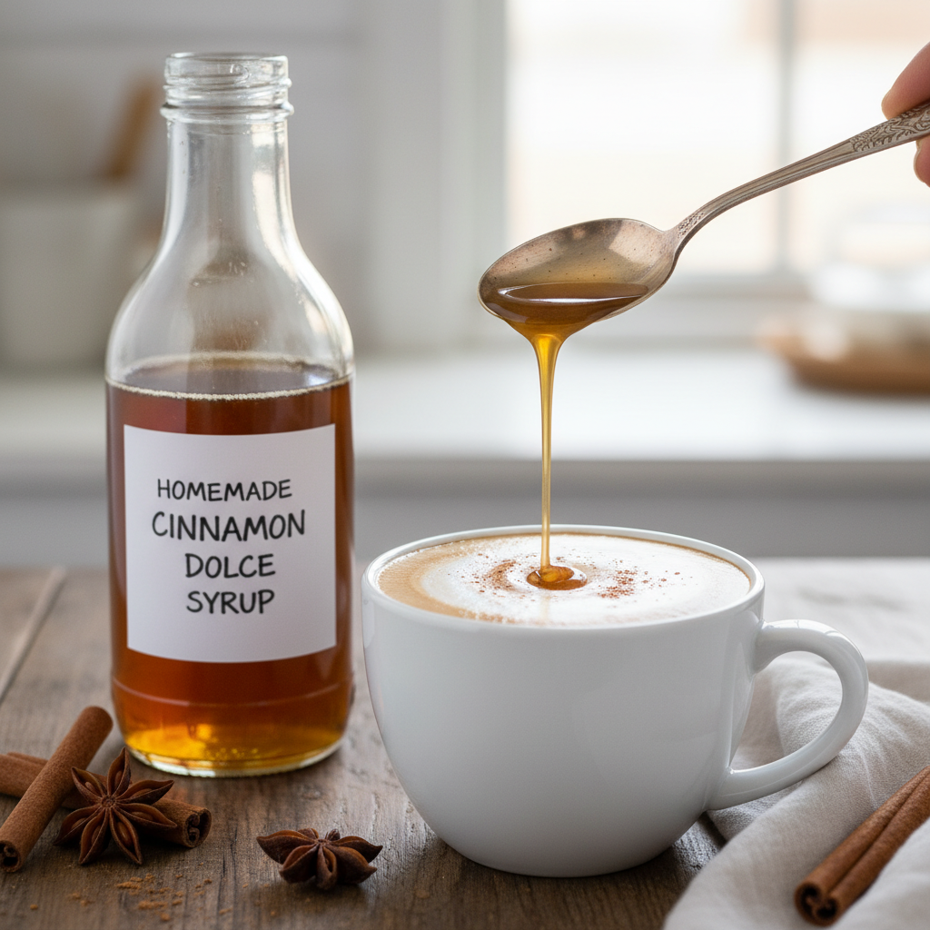 Finished cinnamon dolce coffee syrup ready to use