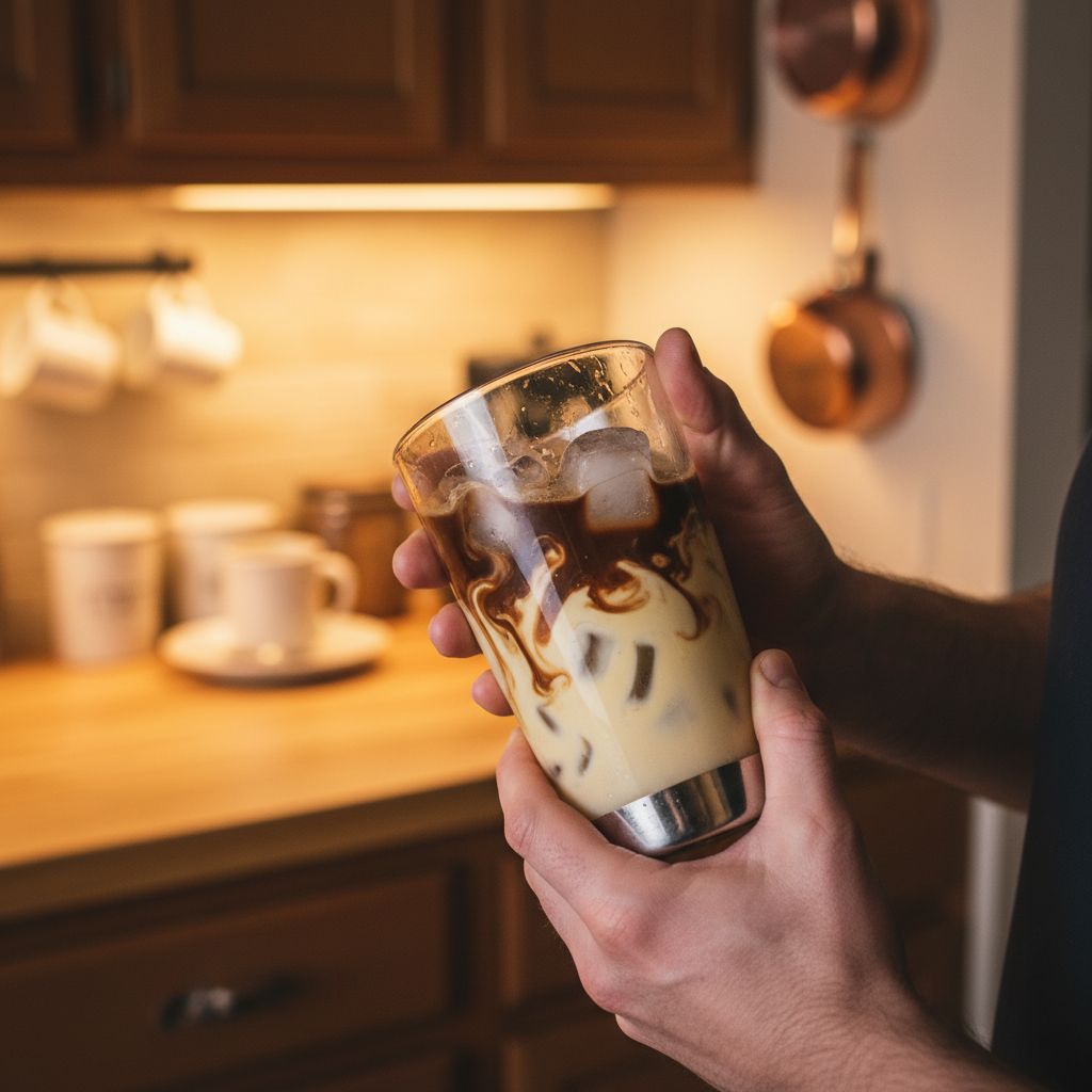 Shaking the Chocolate Eggnog Martini cocktail
