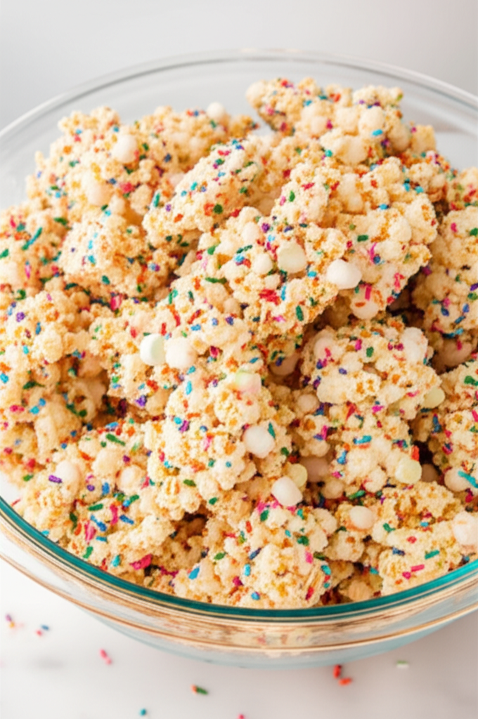 Funfetti Marshmallow Popcorn Treats after title