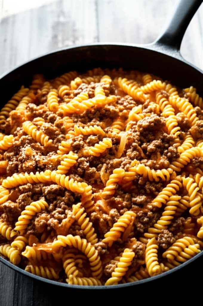 Homemade Hamburger Helper served on a plate