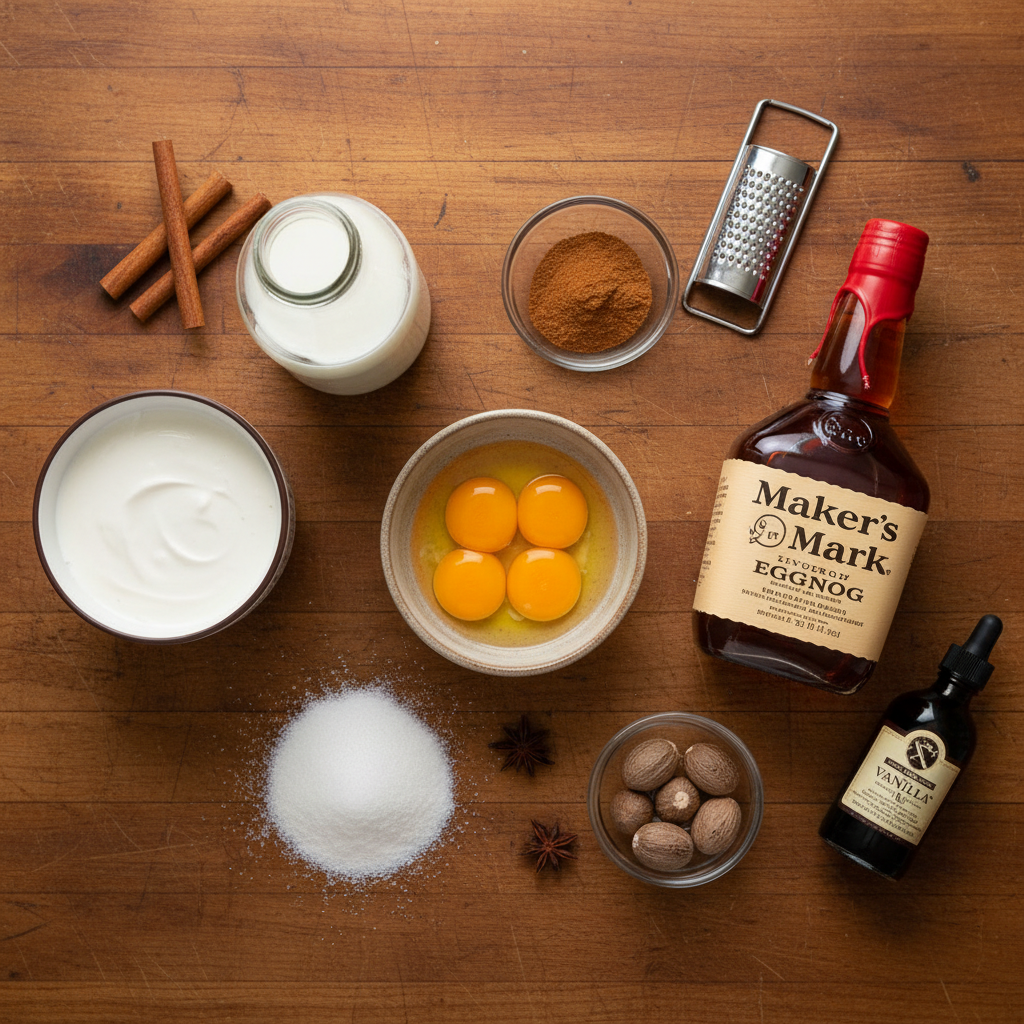 Ingredients for Vanilla Bourbon Eggnog