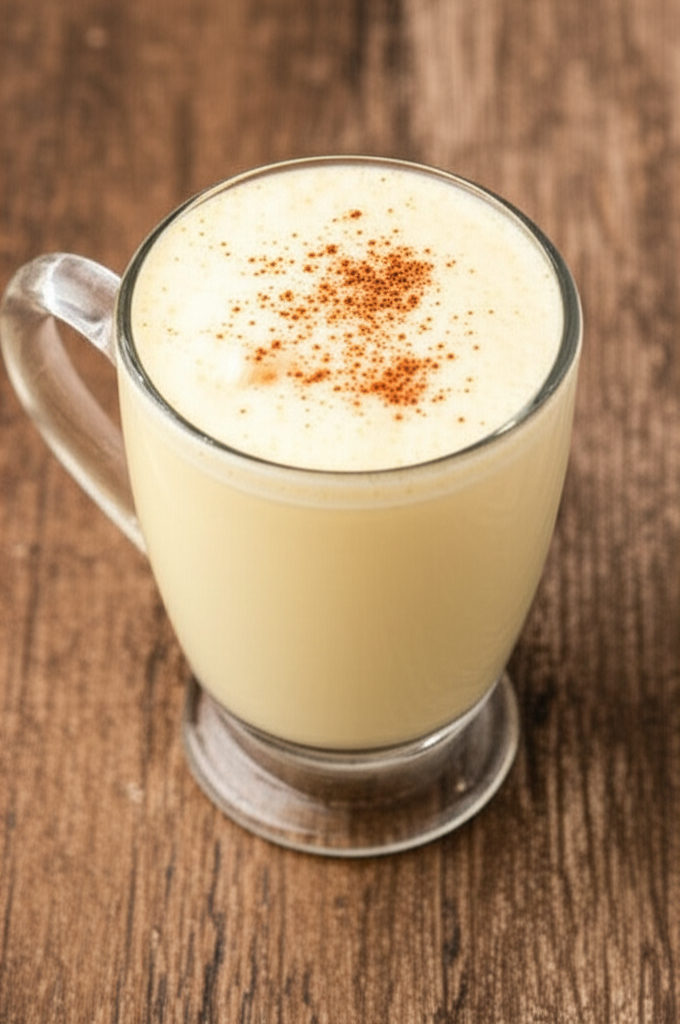 Vanilla Bourbon Eggnog glass with nutmeg