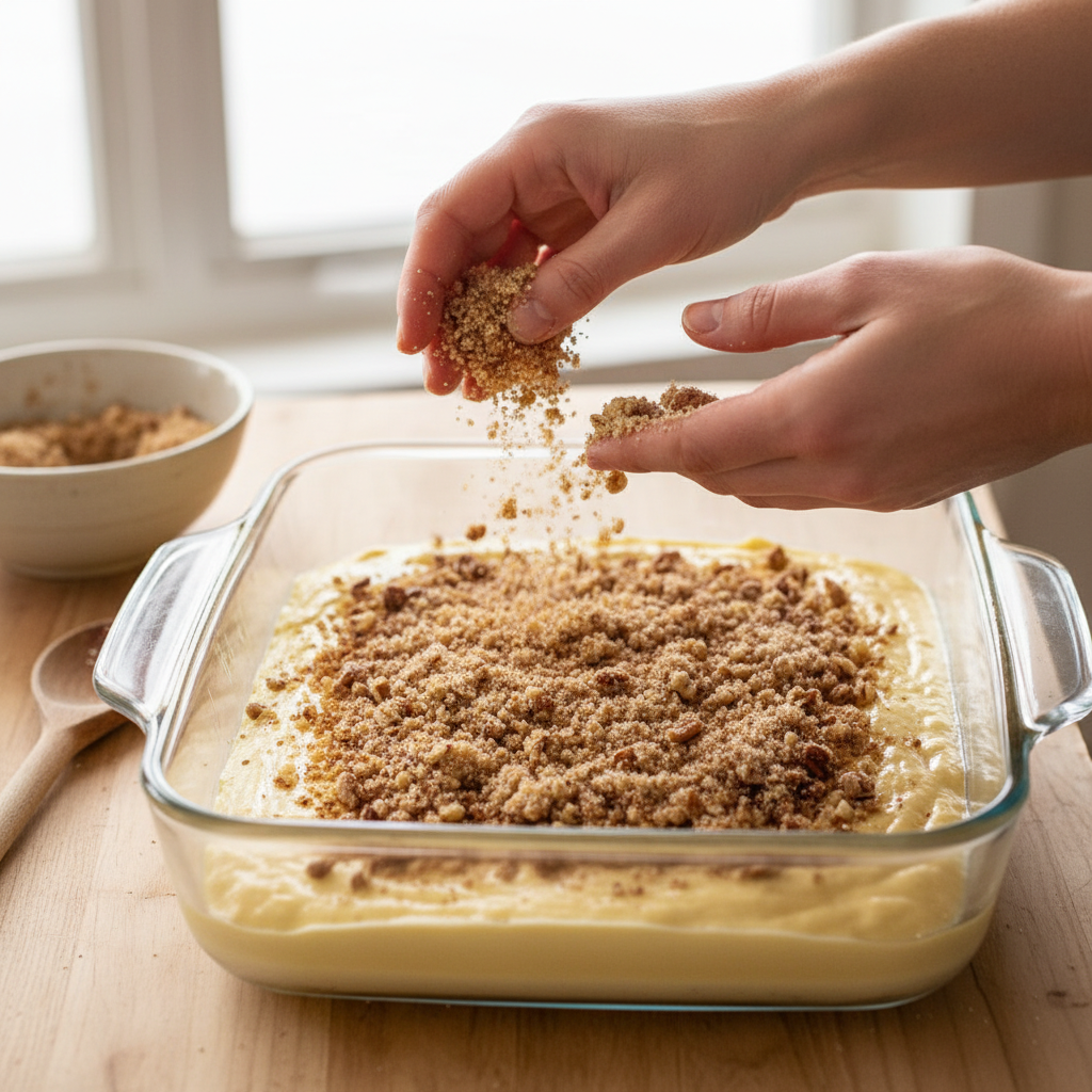 Honey Bun Cake Cinnamon Sugar Swirl in Pan