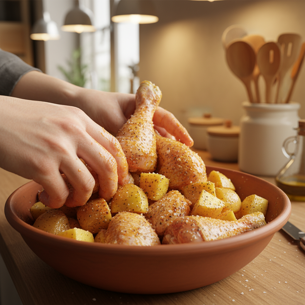 Ingredients for honey garlic chicken including honey, garlic, soy sauce, chicken breasts