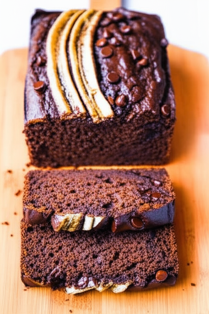 Chocolate Espresso Banana Bread with bananas and chocolate chips