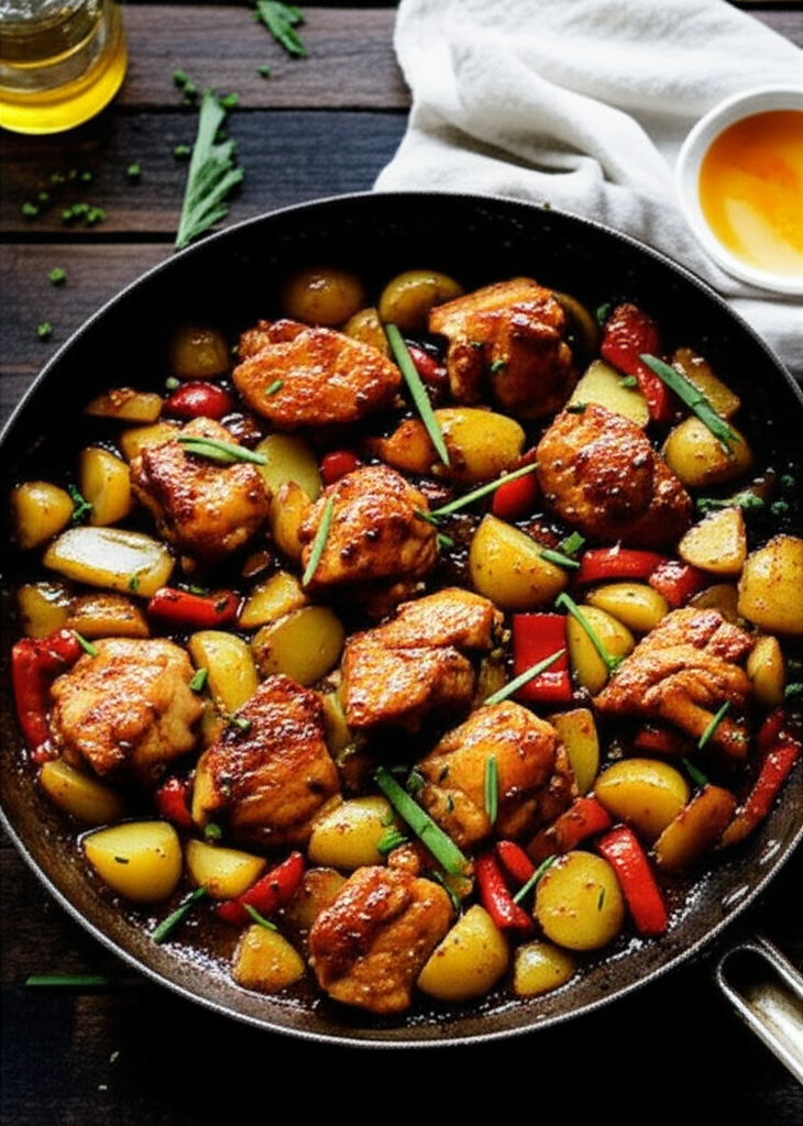 Honey garlic chicken stir-fry finished dish