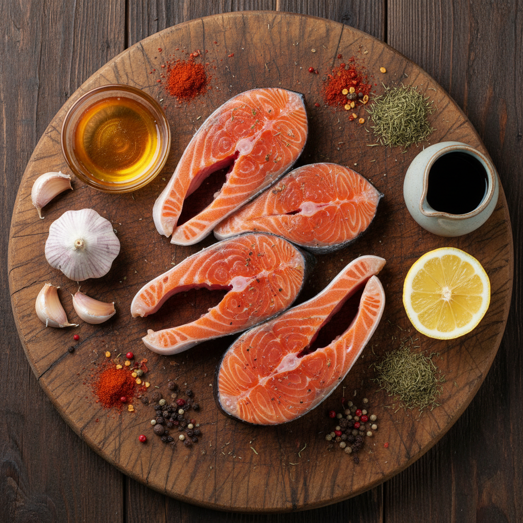 Ingredients for glazed salmon recipe