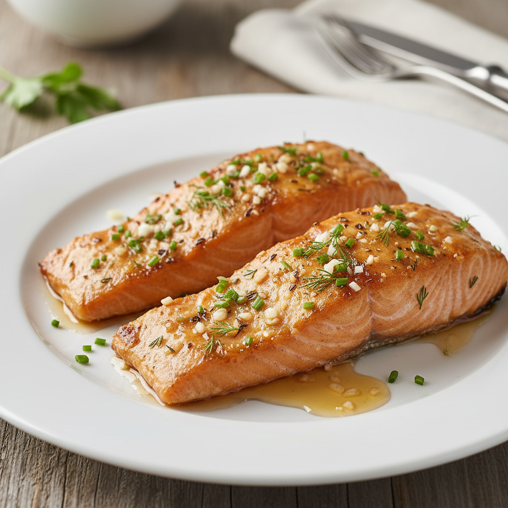 Finished honey glazed salmon ready to serve