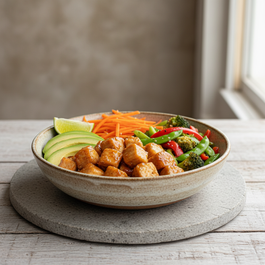 Finished Hot Honey Chicken Bowls ready to eat