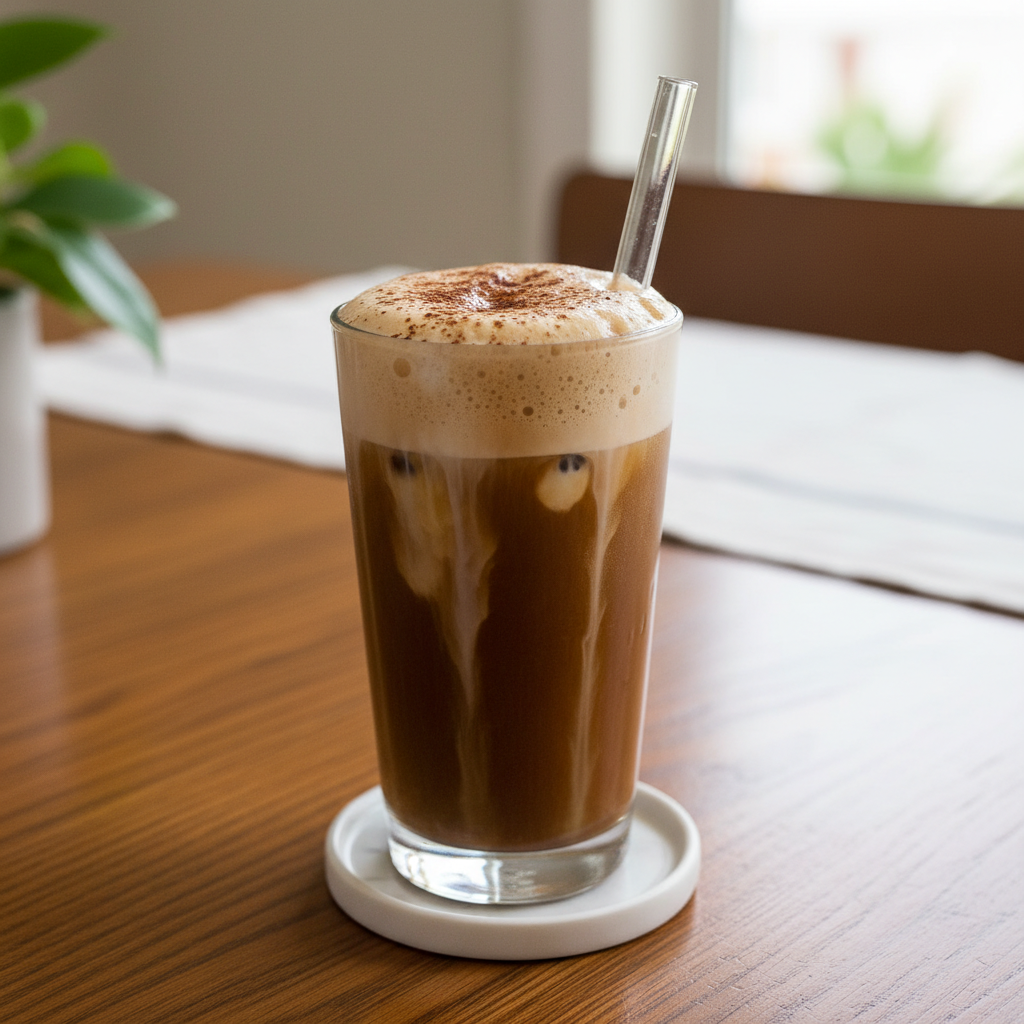 Final Irish Cream Cold Brew served in a glass ready to enjoy