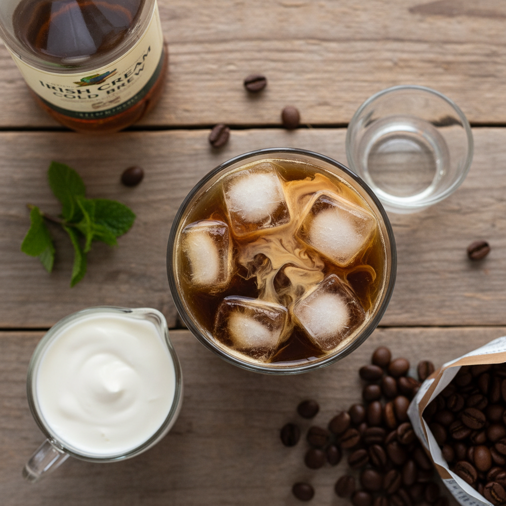Ingredients laid out to make Irish Cream Cold Brew