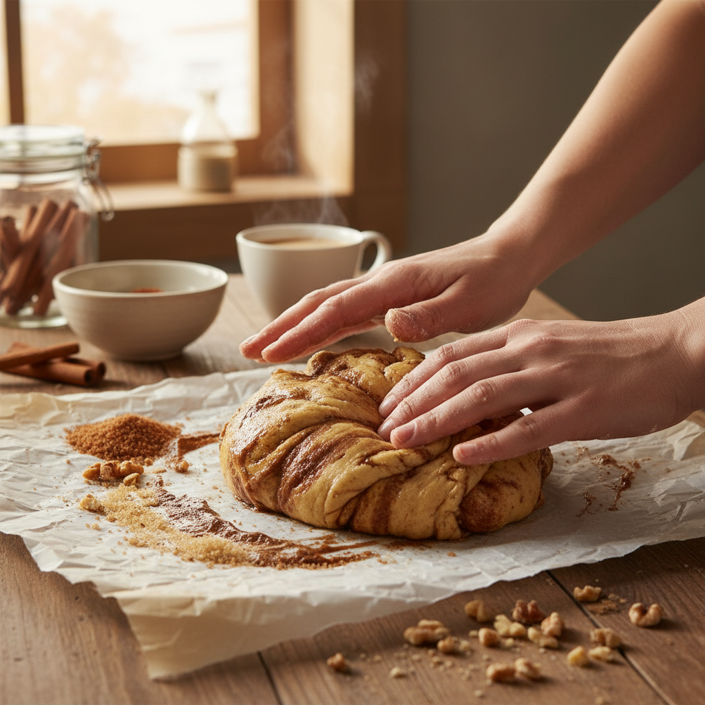 Mixing Dough for Cinnamon Roll Cookies