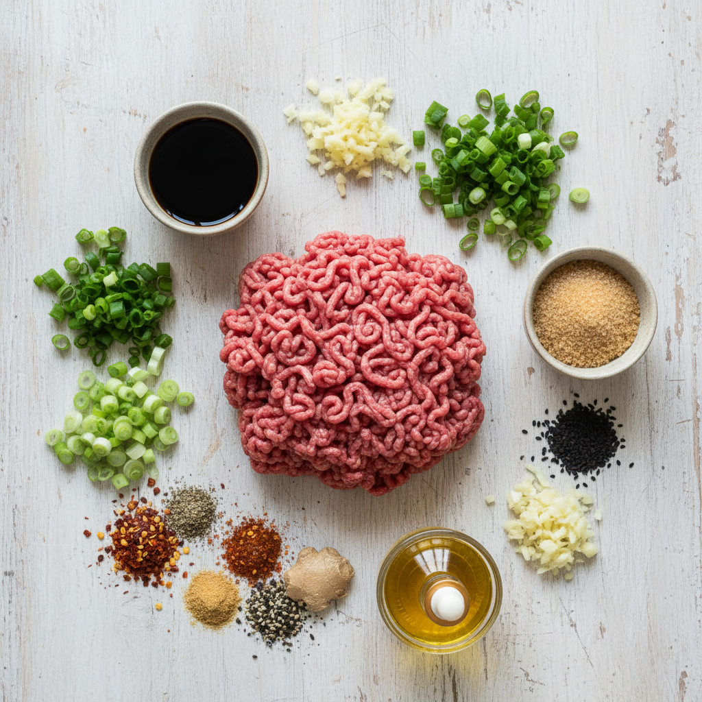 Ingredients for Korean beef bowl
