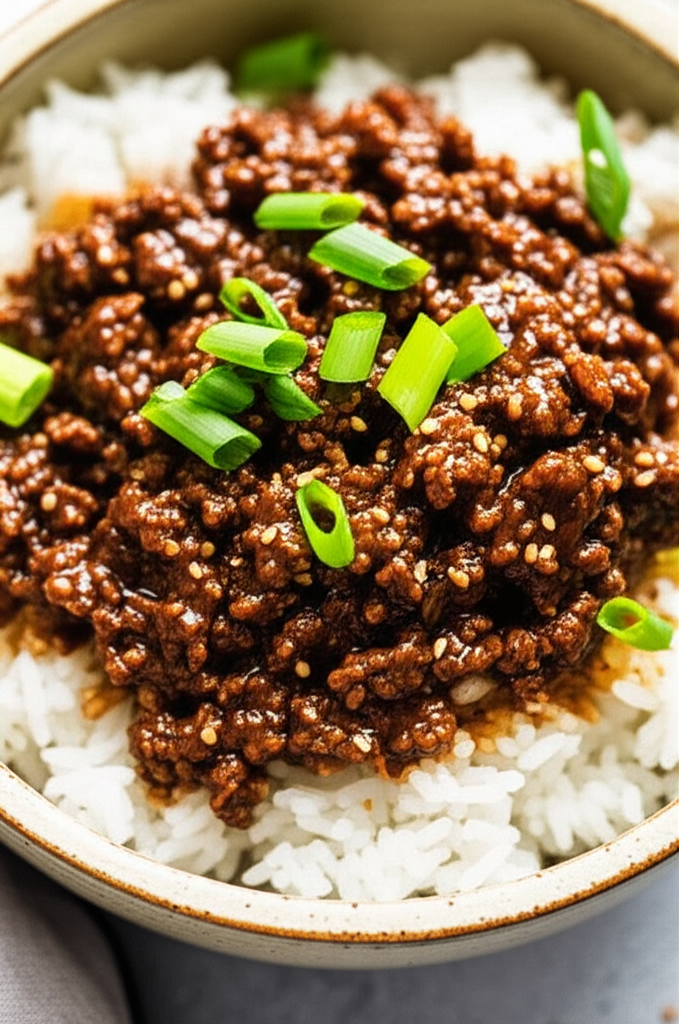 Korean beef bowl plated dish