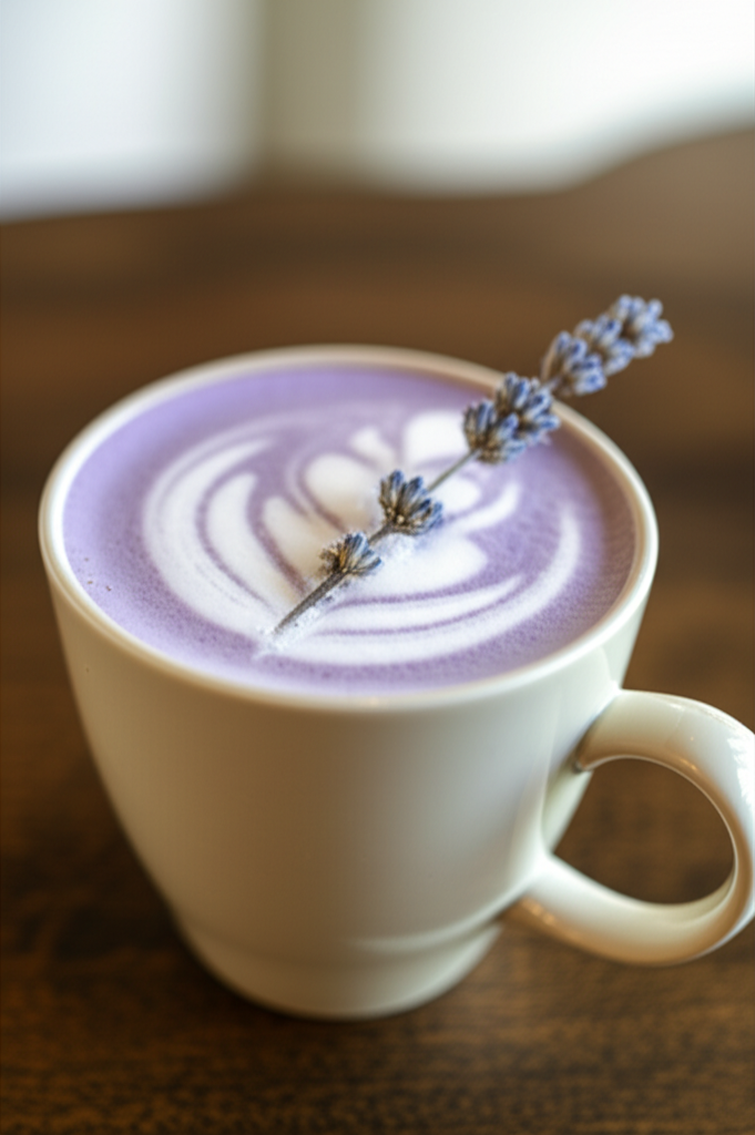 Lavender latte introduction coffee cup