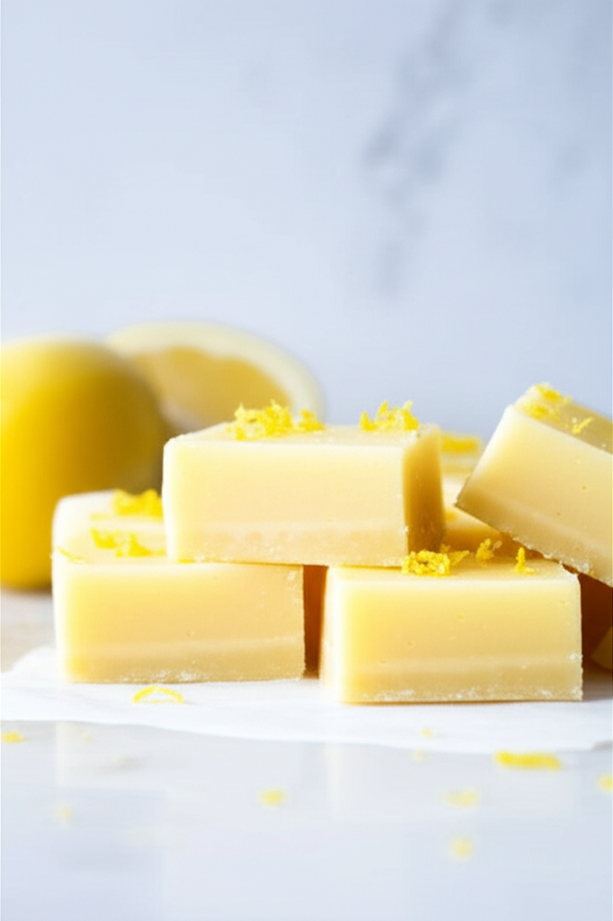 Delicious lemon fudge on a plate