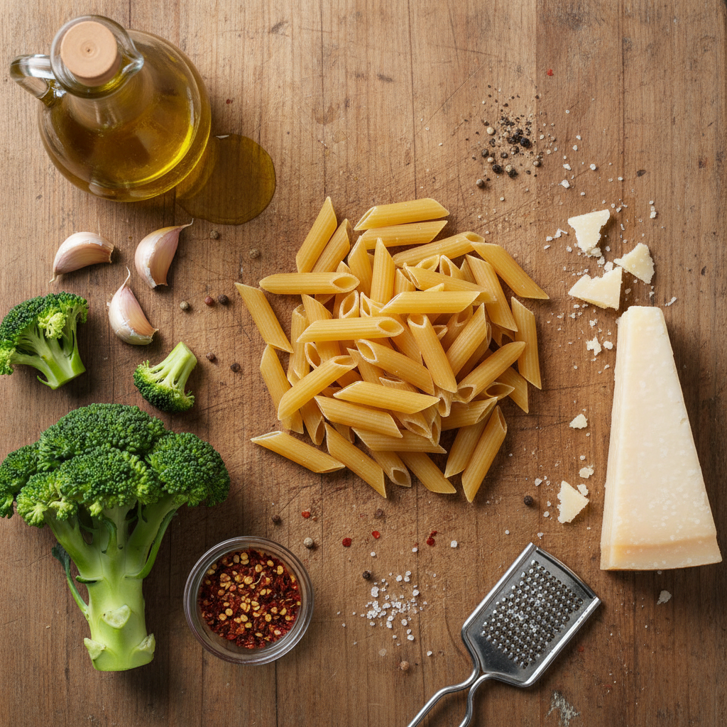 Ingredients for broccoli pasta