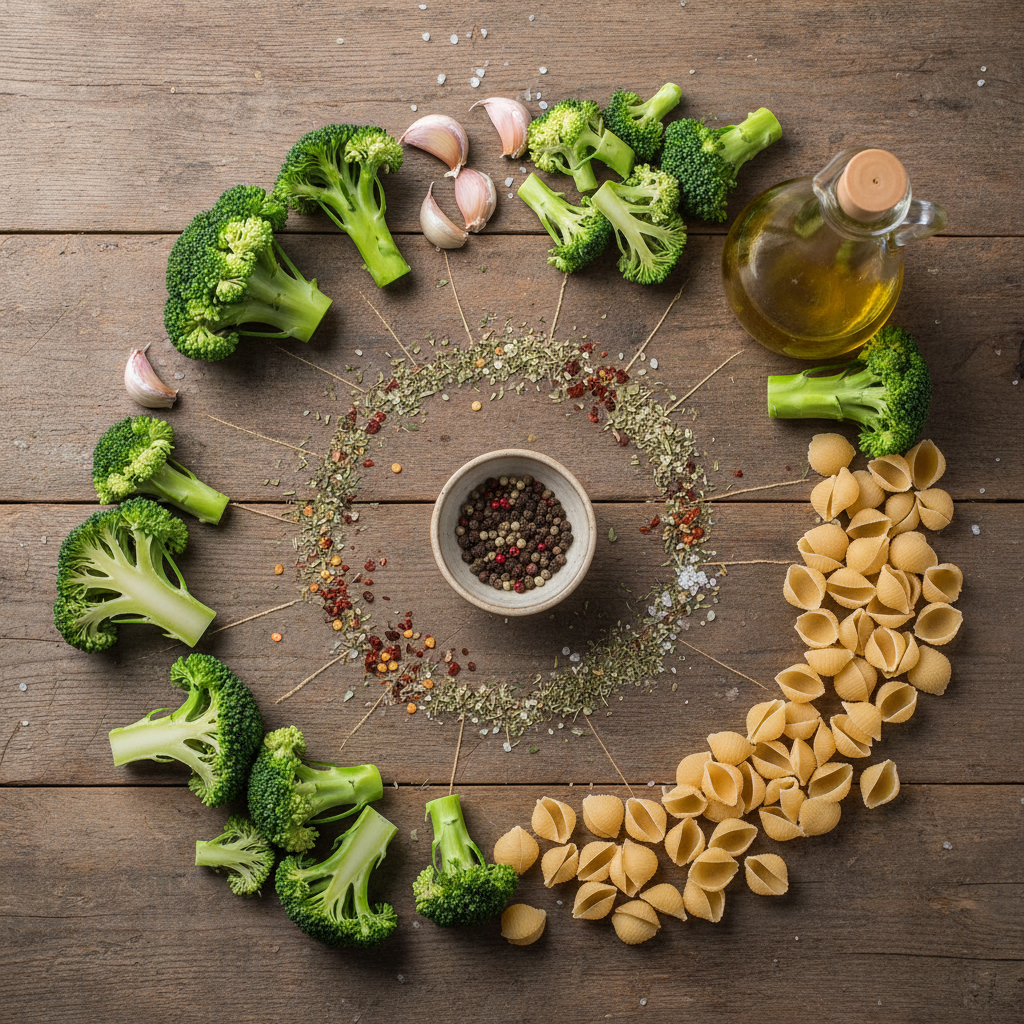 Ingredients for broccoli pasta recipe