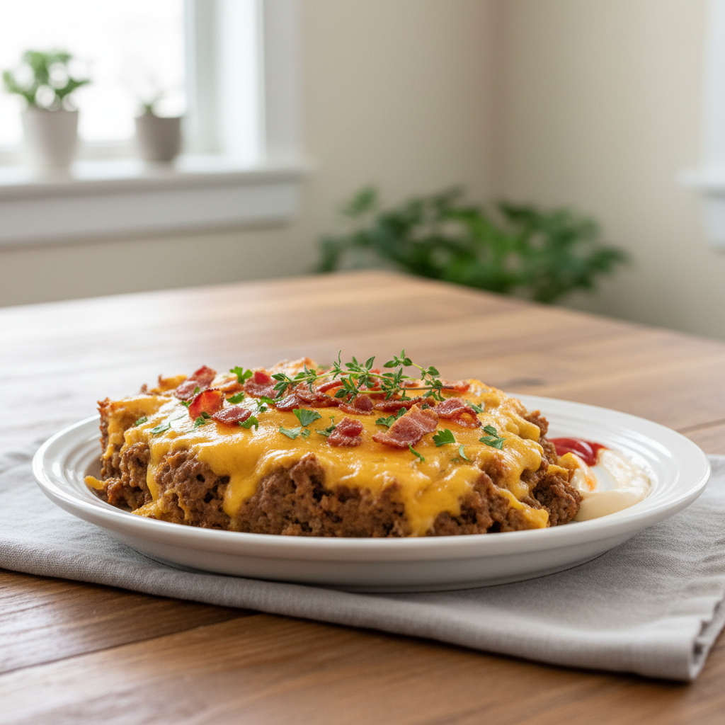 Cooking ground beef with garlic and onion powder in skillet
