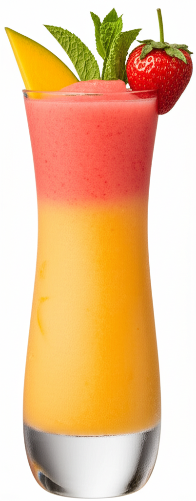 Mango Strawberry Daiquiri drink with garnish