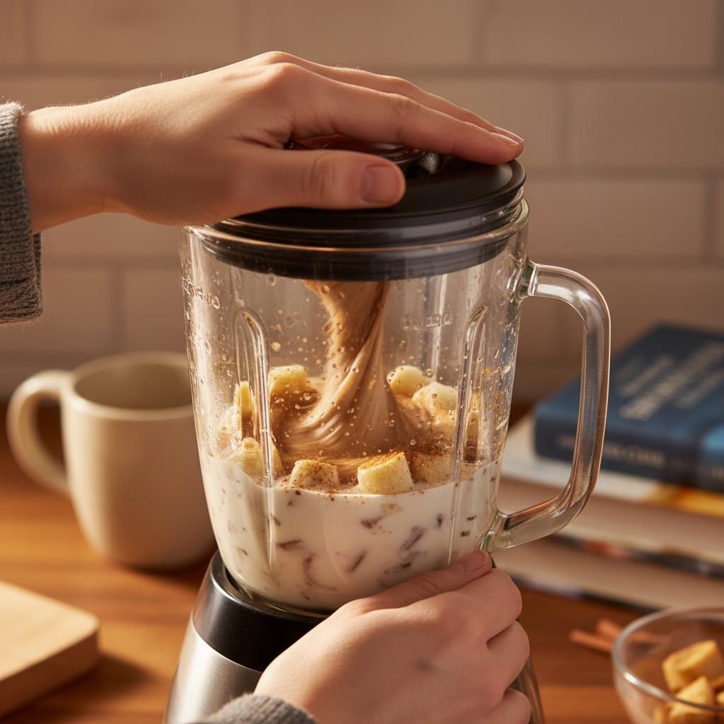 Step by step preparation of maple coffee smoothie