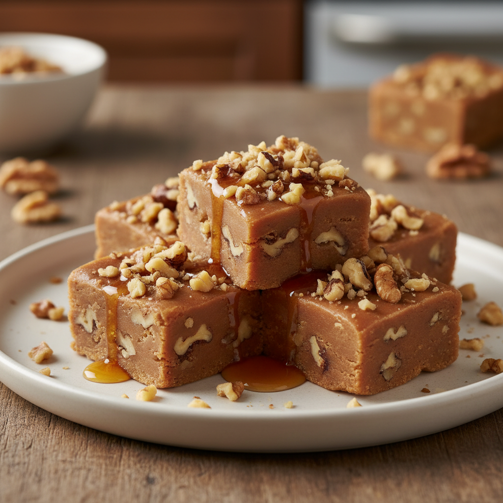 Maple Walnut Fudge serving and storage