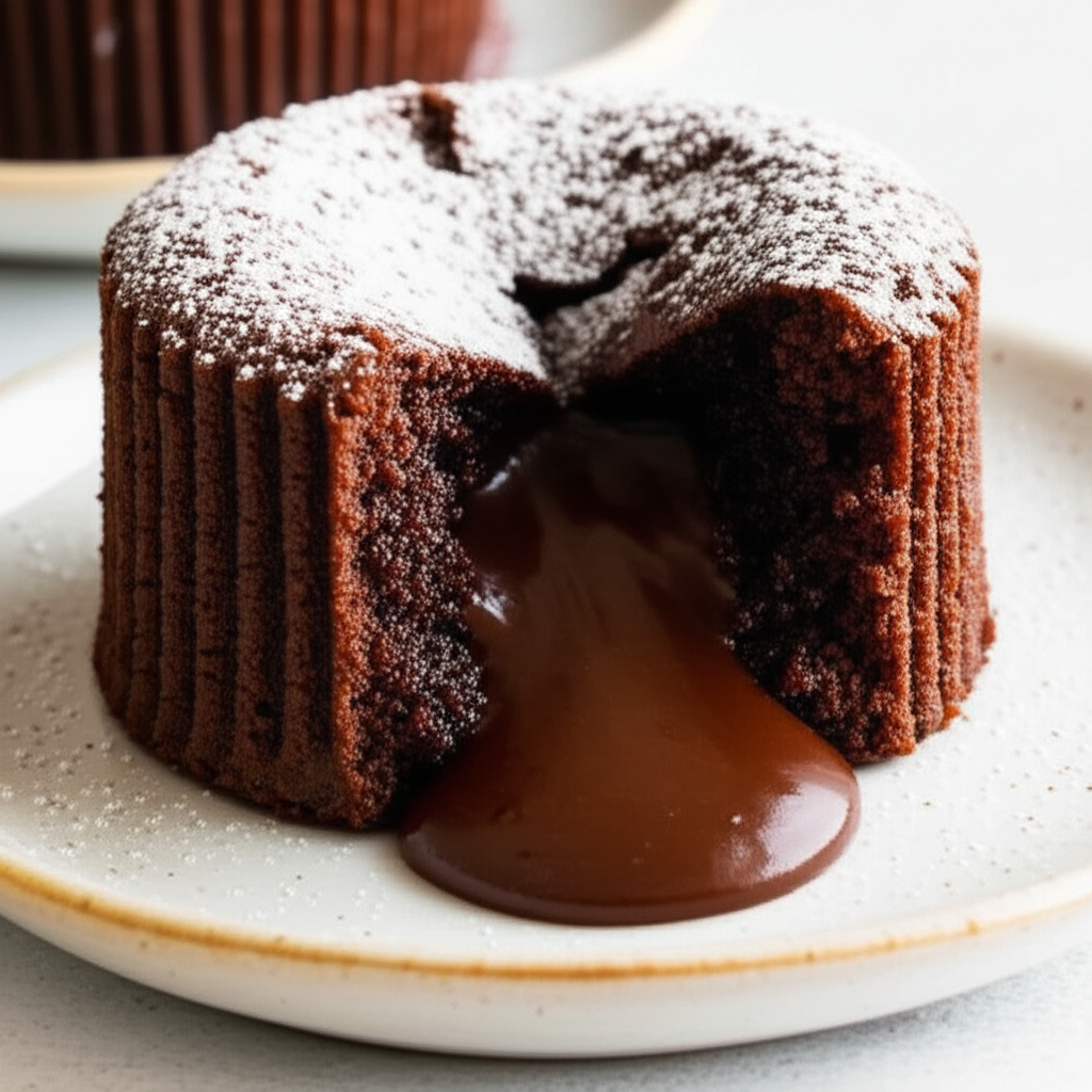 Warm gooey chocolate lava cupcake
