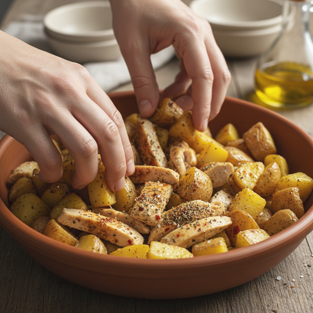 Searing chicken in skillet for Marry Me Chicken Pasta