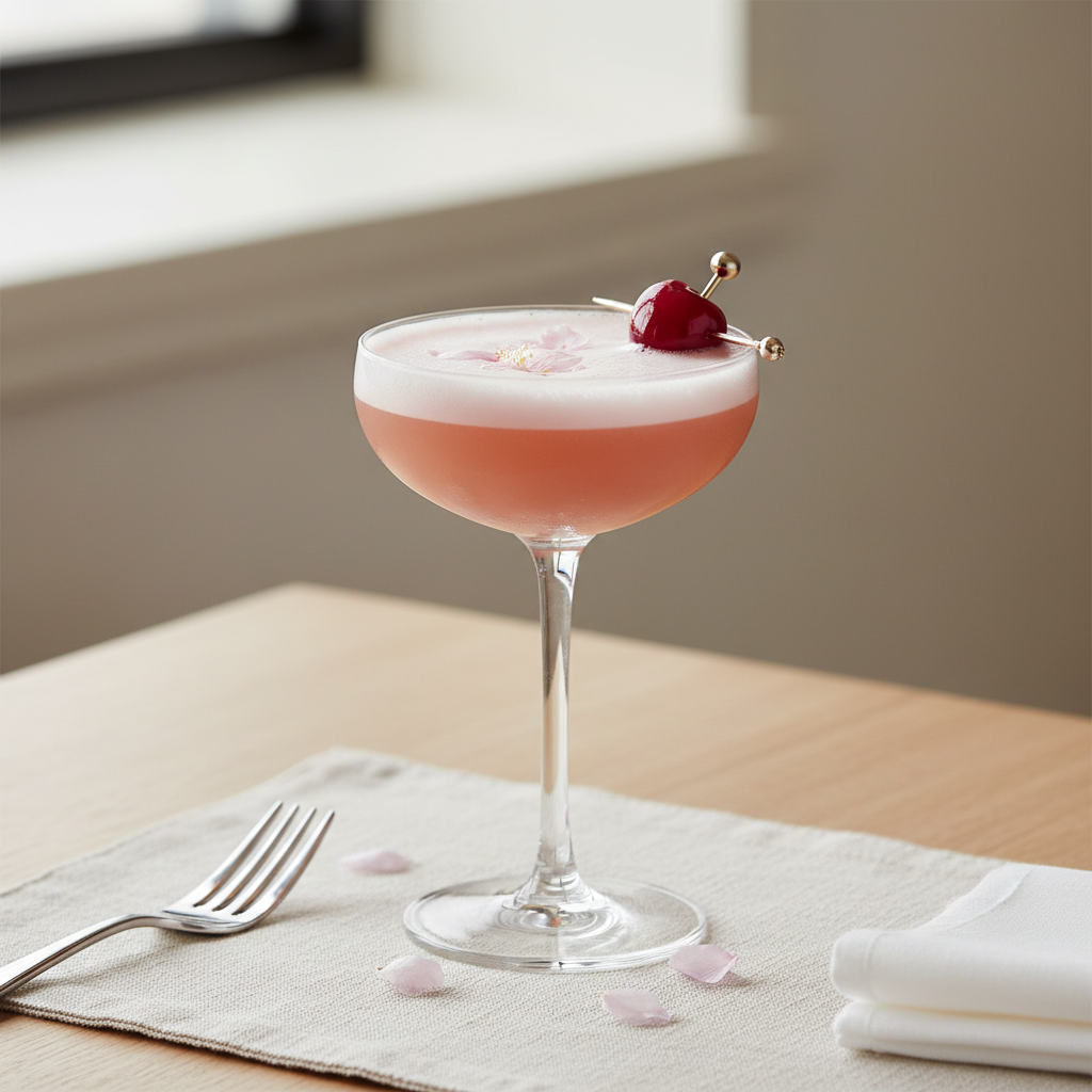 Finished Cherry Blossom Sour cocktail
