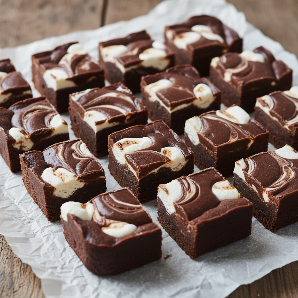 Ready to serve Marshmallow Swirl Fudge squares