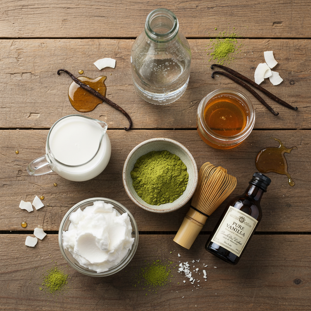 Ingredients for Matcha Coconut Cloud drink