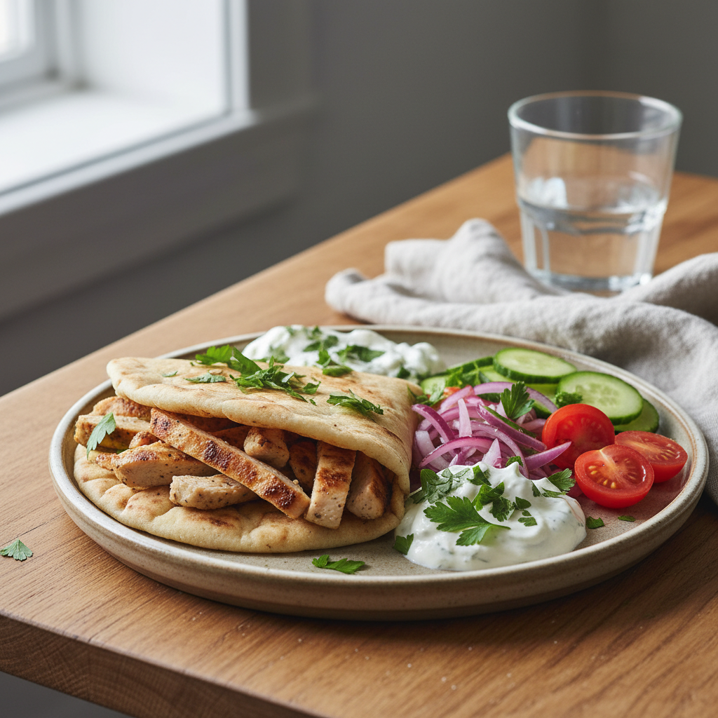 Mediterranean Chicken Gyros served and ready to enjoy