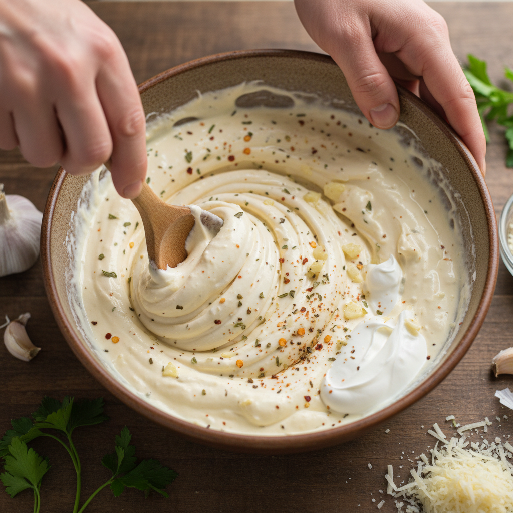 Sauce ingredients mixed and ready for spreading on chicken
