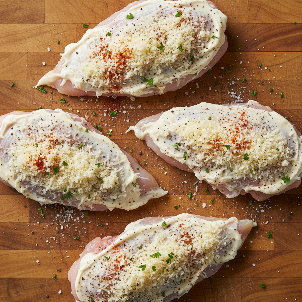 Chicken dish ingredients laid out