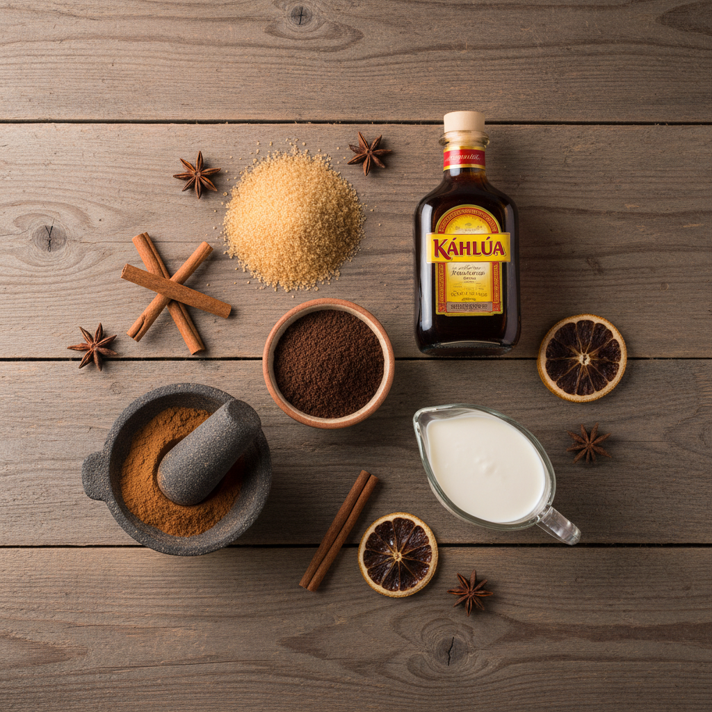 Ingredients for Mexican coffee