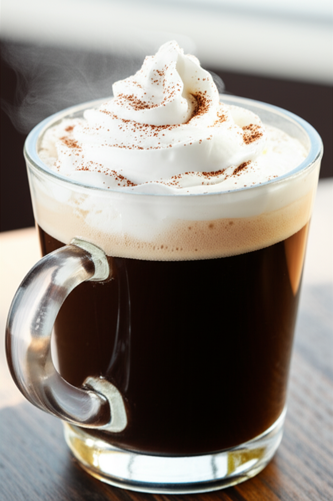 Mexican coffee in an elegant glass mug