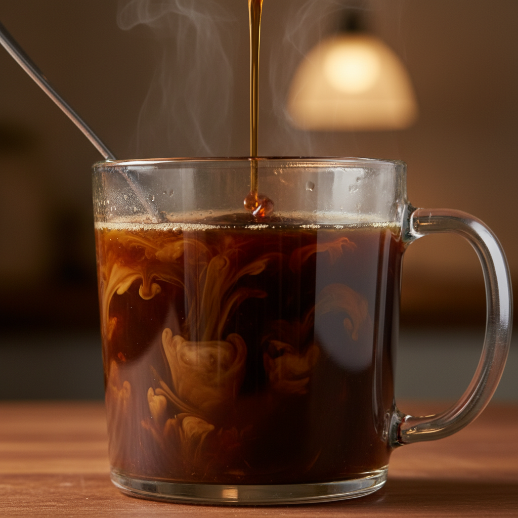 Coffee with tequila and Kahlúa mixed in mug