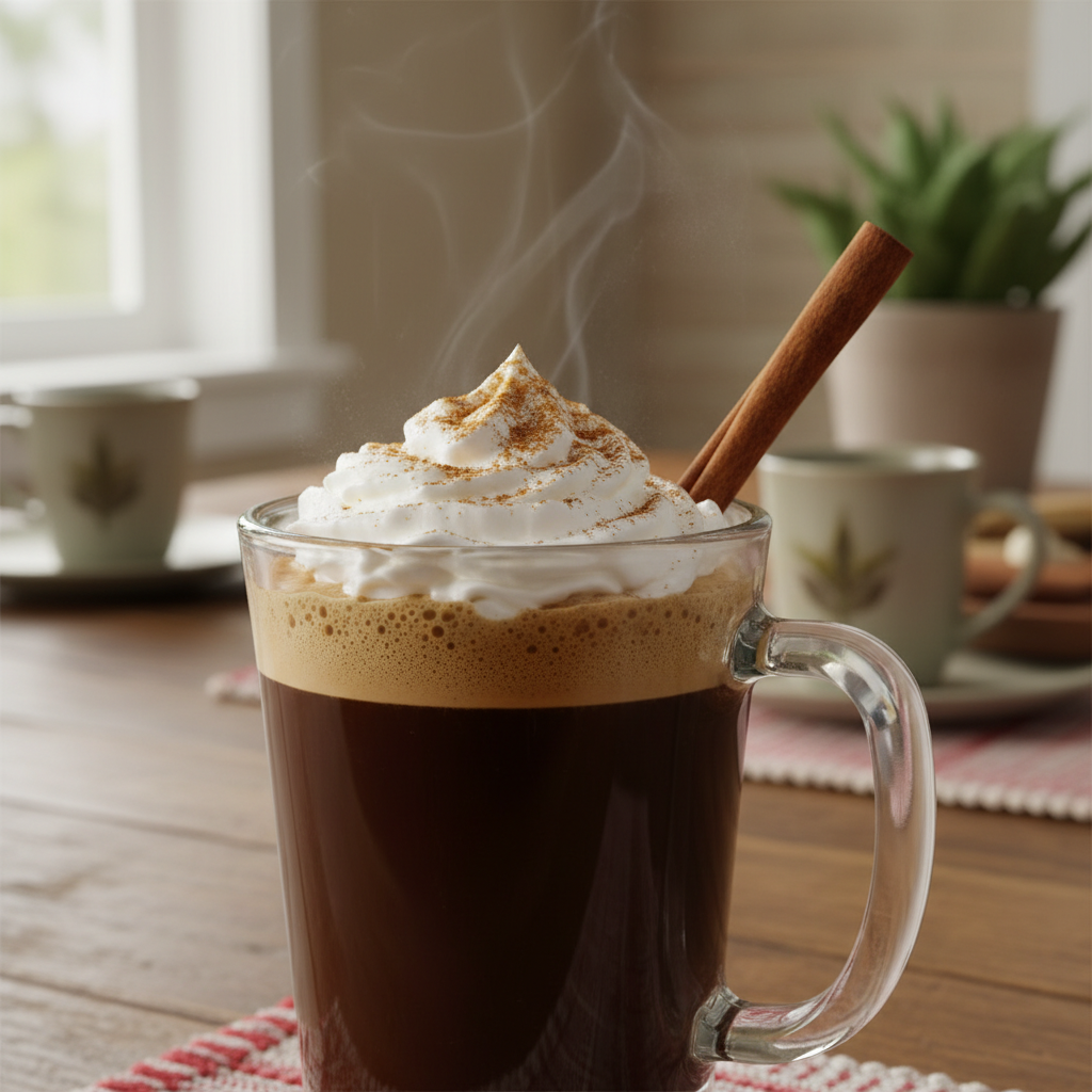 Mexican coffee with whipped cream and garnishes