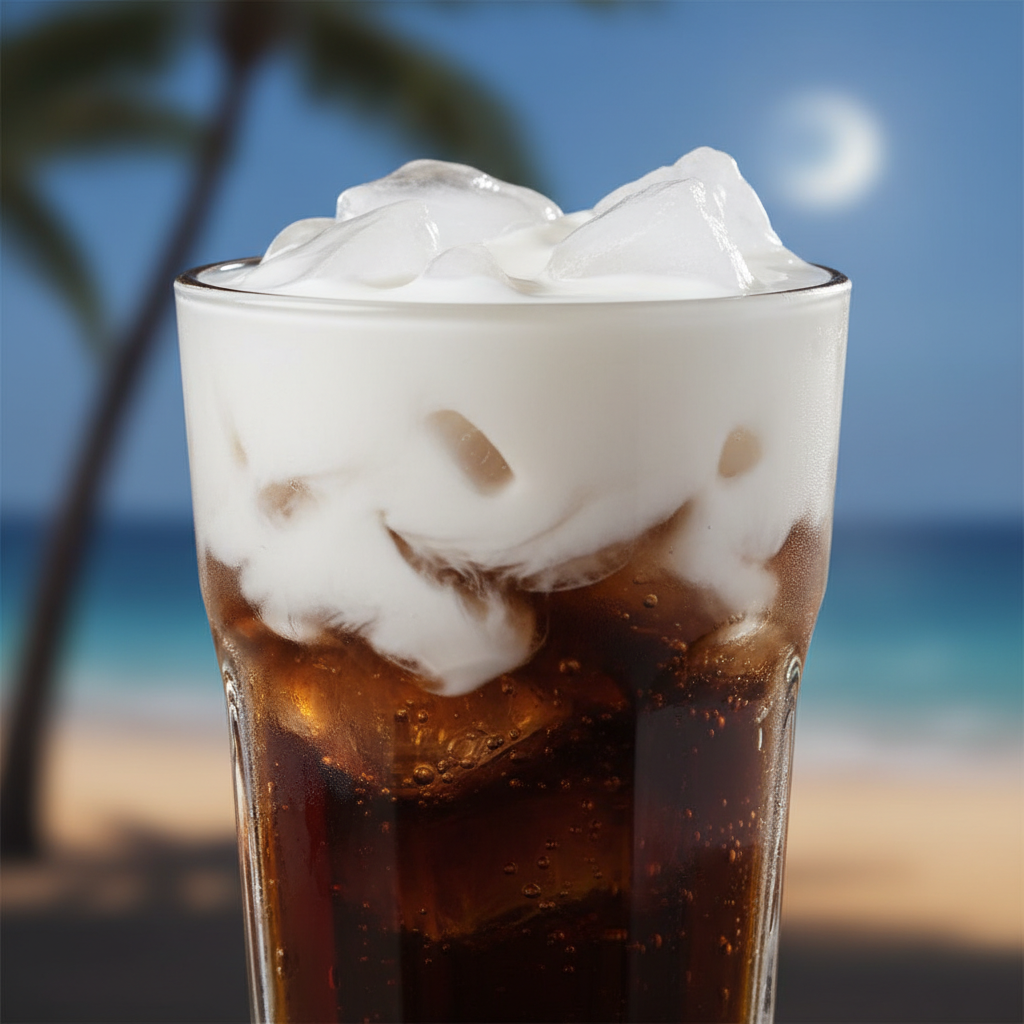 Completed Midnight Malibu Dirty Soda drink ready to serve