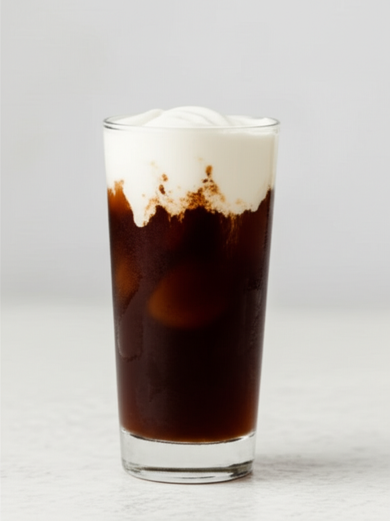 Midnight Malibu Dirty Soda in glass with creamy top
