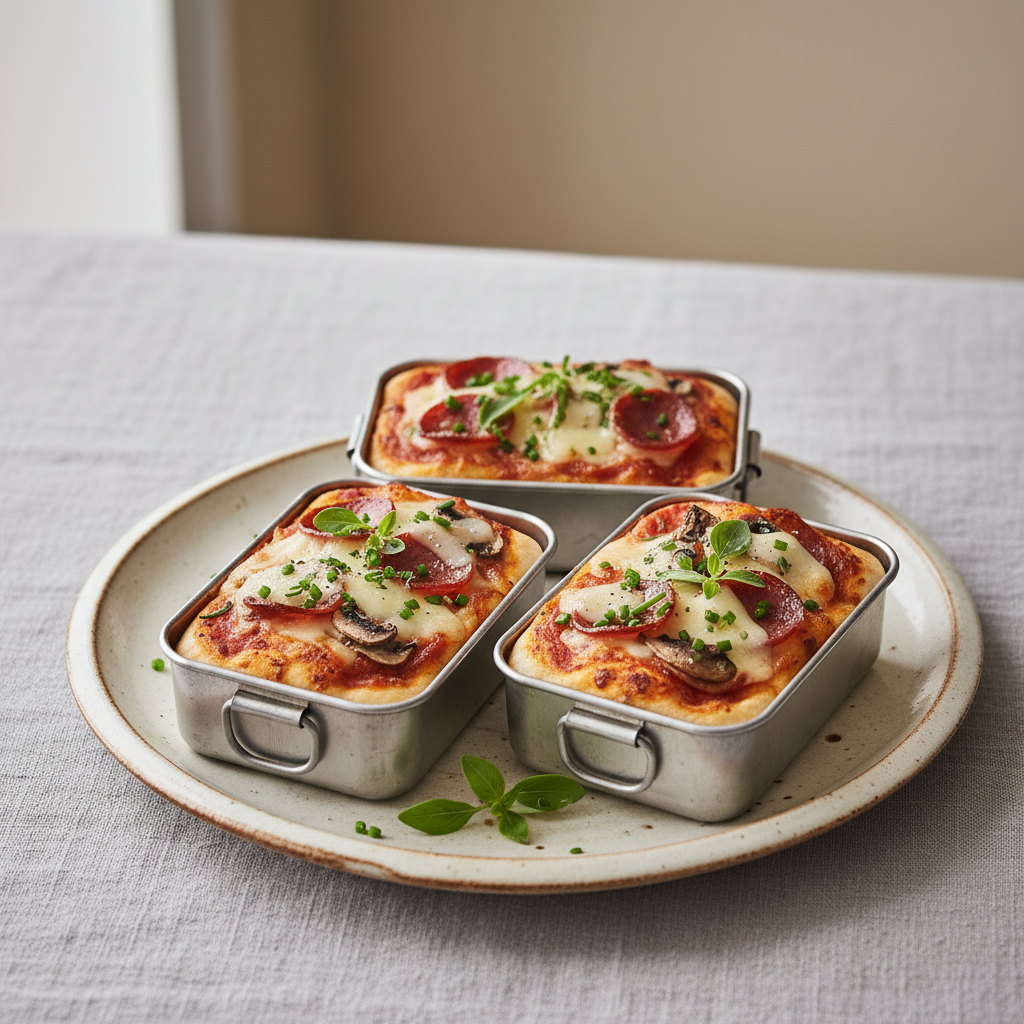 Mini Lunchbox Pizzas stored and ready