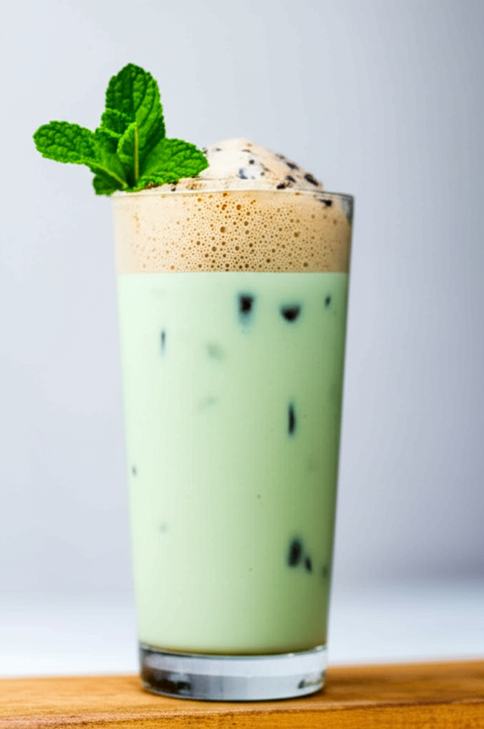 Mint Chocolate Chip Protein Iced Coffee drink