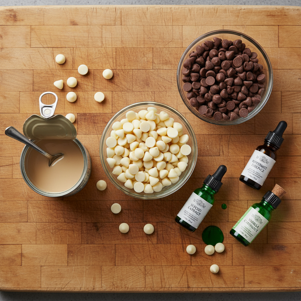 Ingredients for Mint Chocolate Fudge
